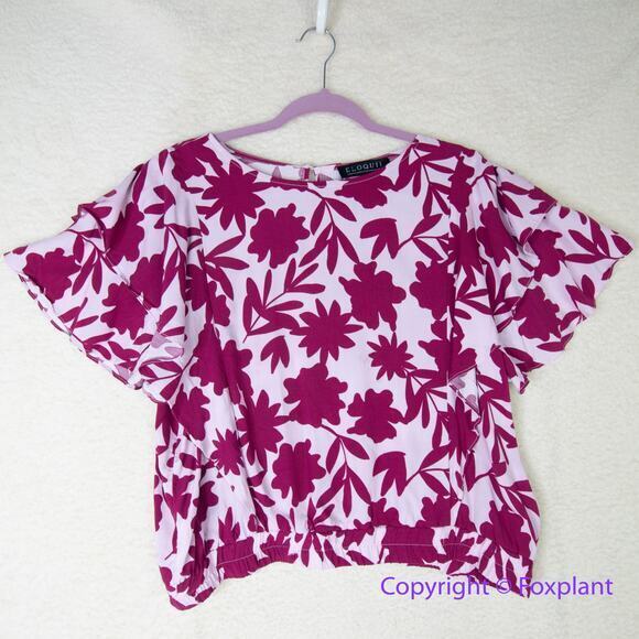 New! ‎ Eloquii floral print flutter sleeves top, plus size 18 - Picture 1 of 11